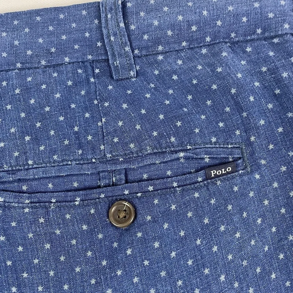 Polo Ralph Lauren Shorts Mens 36 Blue Cotton Dot Chino Classic Fit 9‎ Inseam